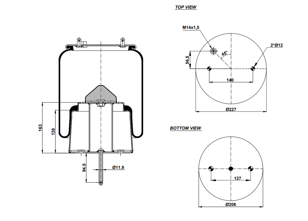 9230305 C Air Spring Steel Piston