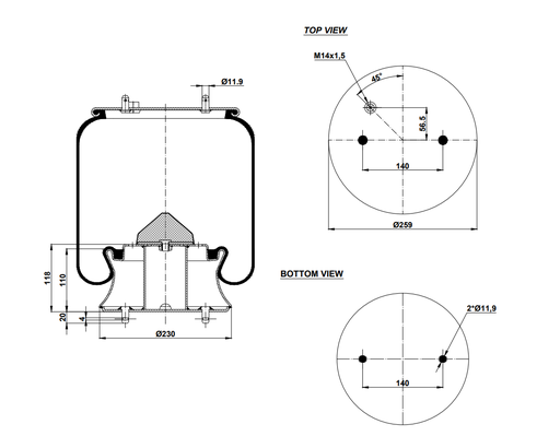 [9233348/2] 9230302 C Air Spring Steel Piston