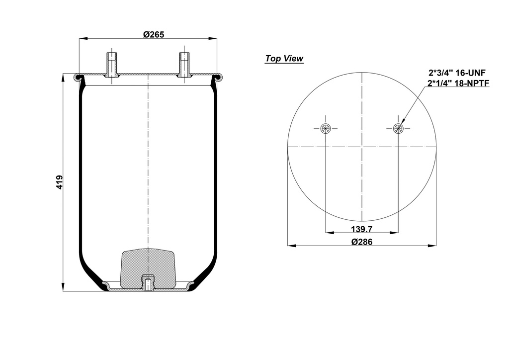 928091 P AIR SPRING W/O PISTON