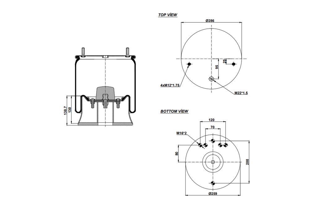 92810-01 C Air Spring Steel Piston