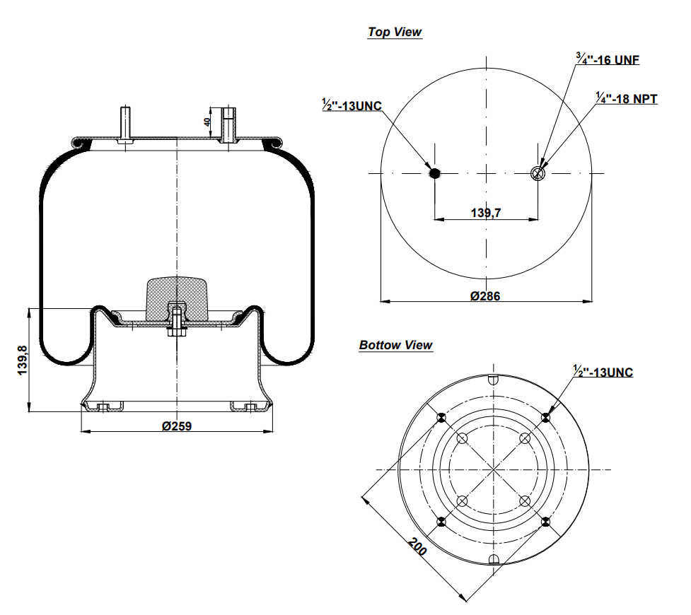 929121 C Air Spring Steel Piston