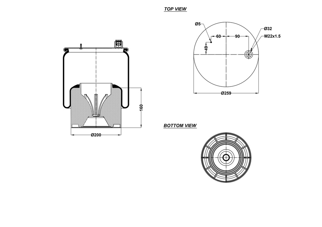 926173 AIR SPRING WITH PLASTIC PISTON 