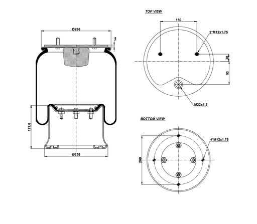 [9233279/2] 920285 C Air Spring Steel Piston